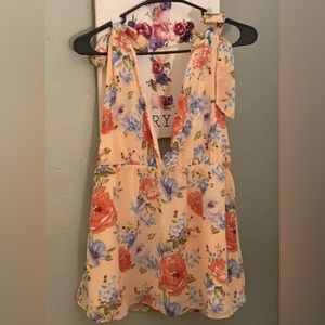 FOREVER 21 floral tie top